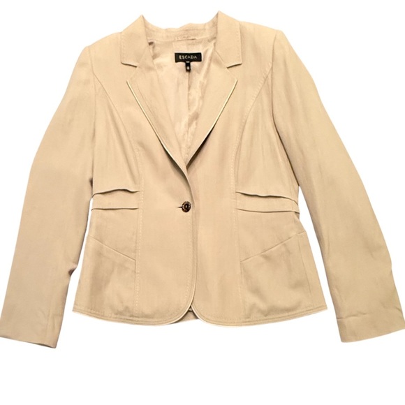 Escada Linen Cream Pleat back Blazer/Jacket Size 44/XL MSRP $325 - Picture 1 of 15